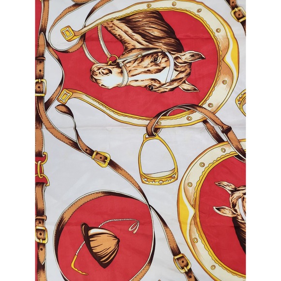 Vintage Equestrian Horses Riders English Riding Large Silky Scarf Red‎ Wall Art - Picture 3 of 8
